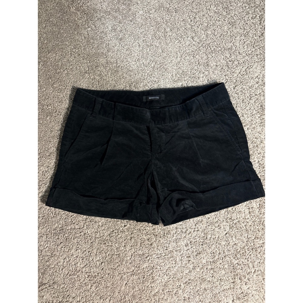 Y2K Express Black Corduroy Cuffed Shorts Size 4 Cotton Blend Stretch Casual